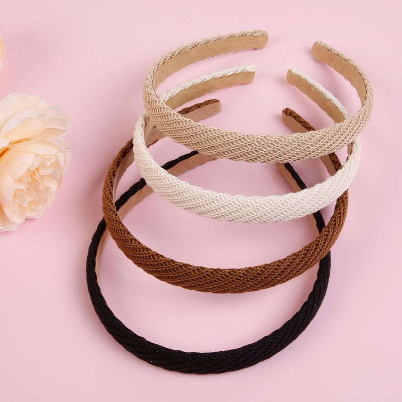 AIBFRID Headbands for Women Thin Knitted Hairbands Fashion Non Slip Headband for Women's Hair Cute Solid Colors Hair Accessories 4 PCS