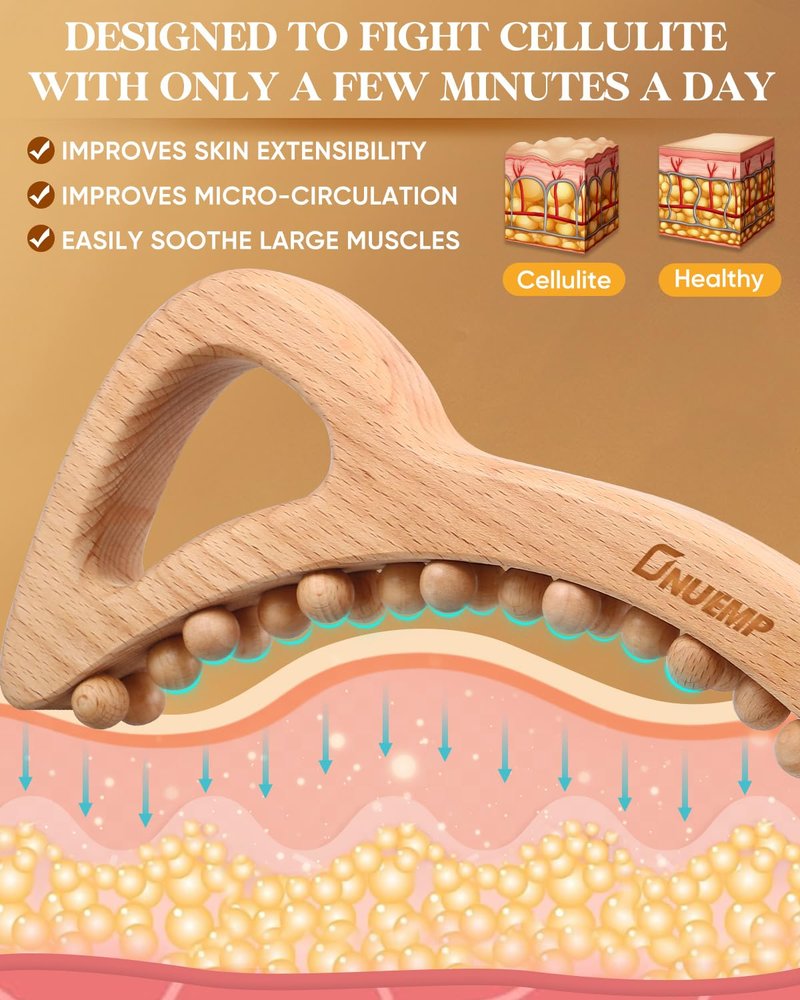 ONUEMP Wood Therapy Massage Tools, Cellulite Massager Body Slim Brush, Maderoterapia Kit Colombiana for Lymphatic Drainage, Body Sculpting, Myofascial Release, Deep Tissue