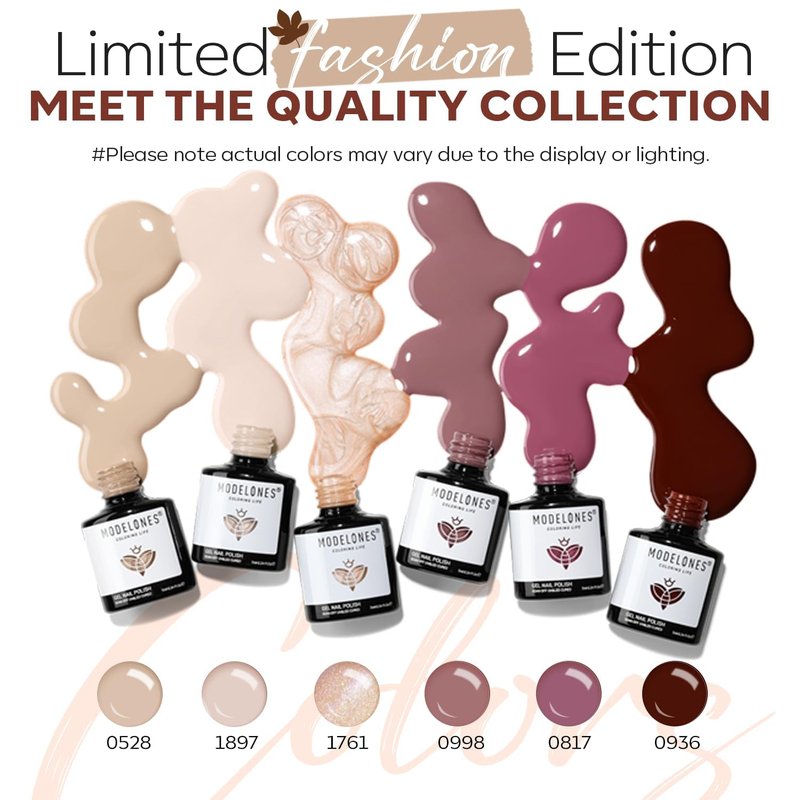 Modelones Gel Nail Polish Set - 6 Colors Nude & Brown Gel Polish Kit | Soak Off LED Starter Manicure