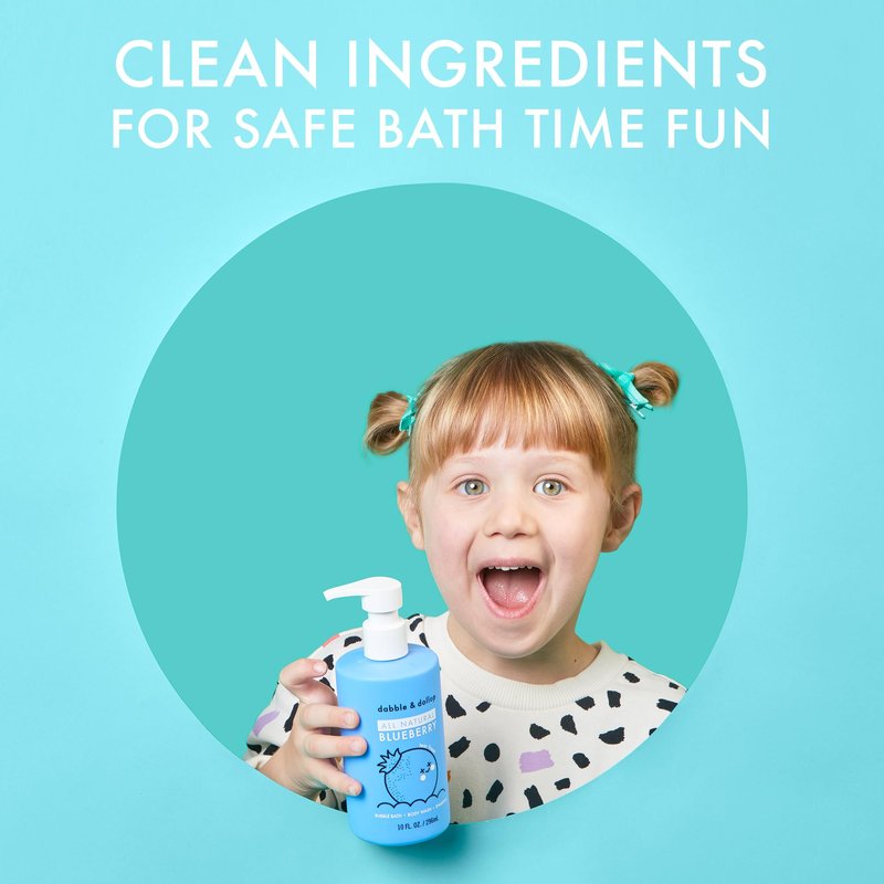 Dabble & Dollop Blueberry + Vanilla Kids 3-in-1 Body Wash, Shampoo & Bubble Bath Bundle – Gel + Foam Whip Set, Tear-Free, Gentle, Natural-Origin, Hypoallergenic and Safe for Sensitive Skin (Pack of 2)