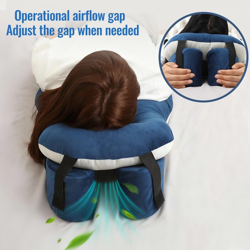 Face Down Pillow for Eye Surgery Recovery,Massage Pllow Face Down,BBL Pillow,Dual Sided Flannel &Cotton Linen Prone Support for Stomach Sleeper,with Adjustable Breathable Cushion and Grip Magic Tape