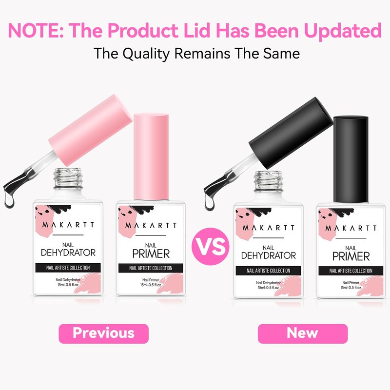Makartt Nail Dehydrator and Primer Set: Acid Free Air Dry Nail Prep Dehydrate and Hema Free Nail Primer Professional Long-lasting for Acrylic Nails Powder UV Gel Polish(15ML/0.5 oz)