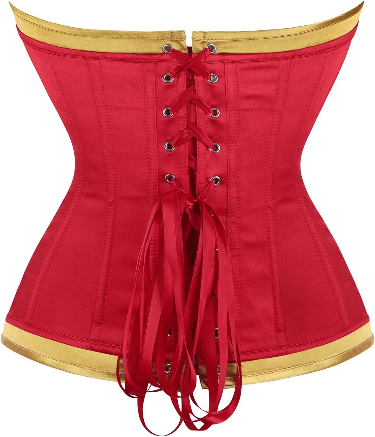 Zhitunemi Red Corset Top - Satin Overbust Shapewear for Women | Perfect for Theme Parties & Photoshoots