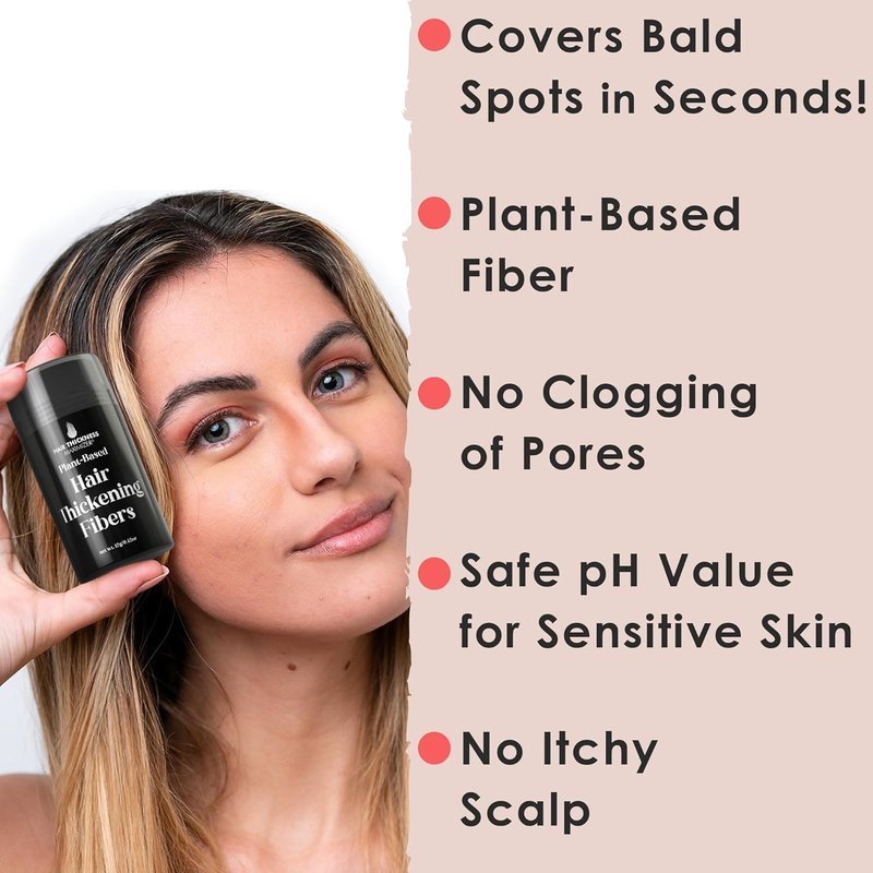 Hair Fibers for Thinning Hair - Plant-Based Formula for Instant Coverage | Dark Brown, Non-Itchy & Easy to Wash Out