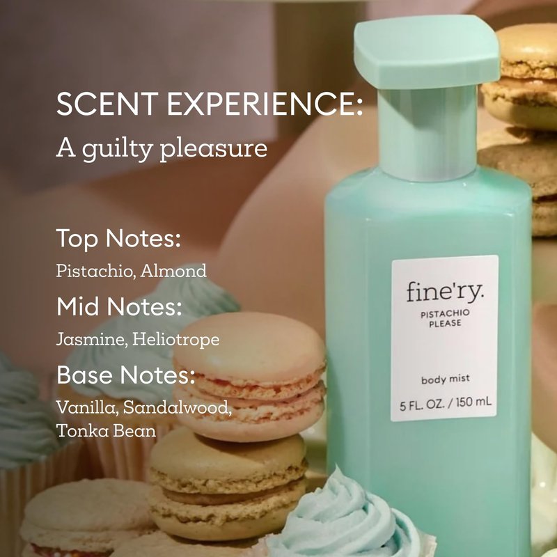 Fine'ry Body Mist Gift Set Gourmand Fragrance Spray Trio | Cherry, Pistachio & Vanilla Scents | Hair & Body Perfume Mist | Vegan, Cruelty-Free | 5 oz x 3