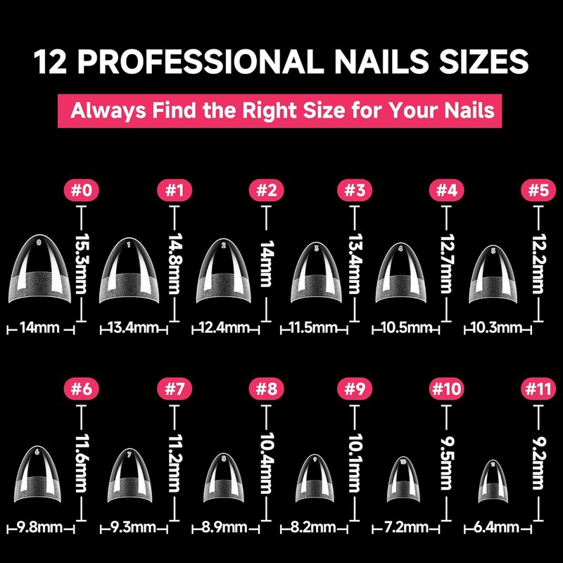 Almond Gel Nail Tips - 504PCS Extra Short Pre-Etched Acrylic | DIY Salon Quality Half Cover for Home Extensions