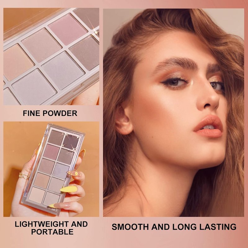 Erinde Matte Eyeshadow Palette - 10 Colors for Ultra-Blendable, Long-Lasting Looks | Taupe Brown & Neutral Shades