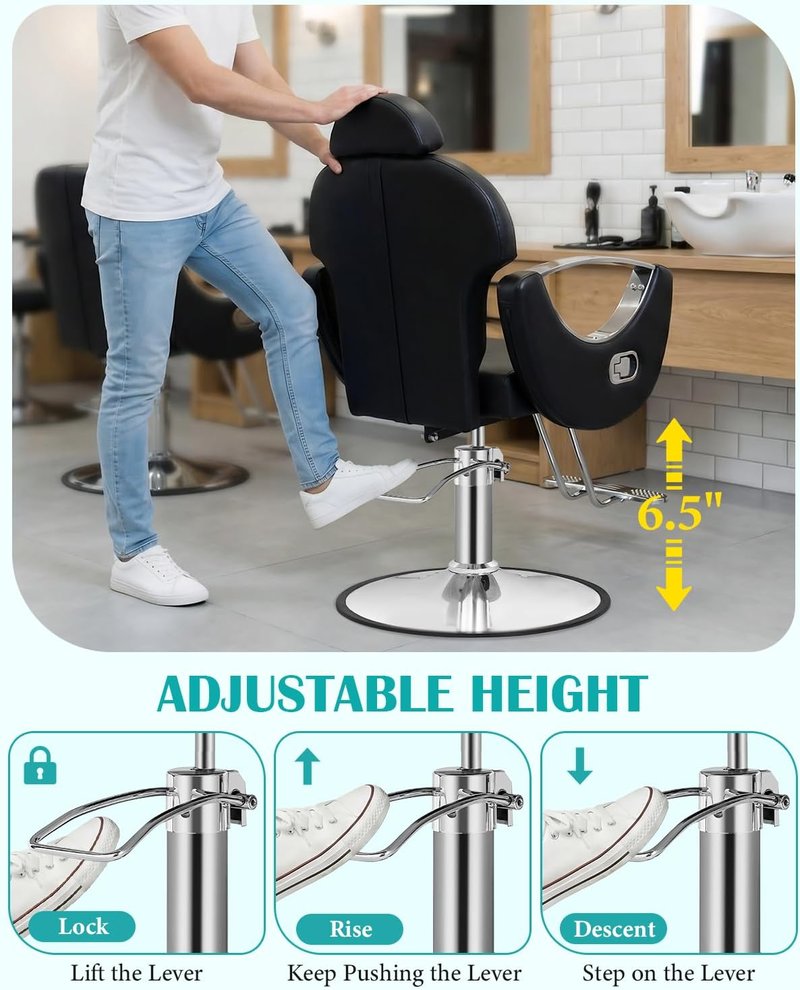 Reclining Barber Salon Chair ,Professional Hair Stylist Chairs for Barbershop Home, 360 Swivel Multi-Function Hairdresser Braiding Styling Chair with Heavy Duty Hydraulic Pump Salon Beauty Spa Tattoo