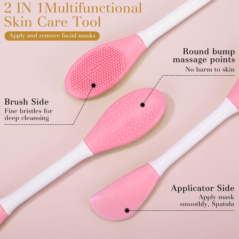 Acellegic 50 Pcs Facial Cleansing Brush, 2 in 1 Silicone Face Mask Brush Applicator & Face Scrubber for Exfoliating Massaging Remove Blackhead Makeup Skincare Applicator, Mud Clay Body Lotion DIY Mask