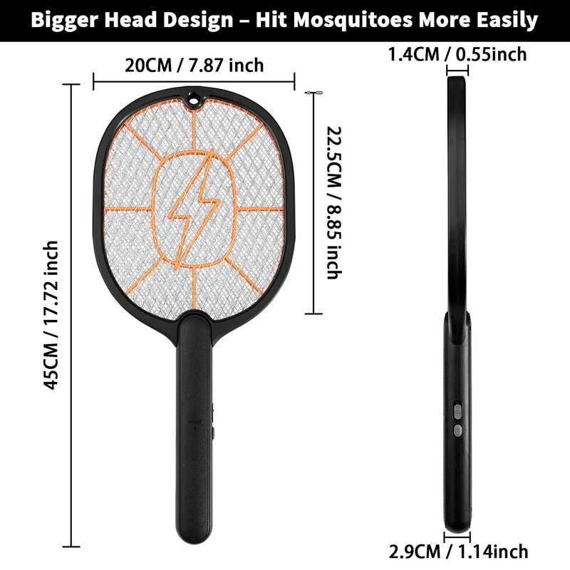 2-Pack Electric Fly Swatter, Black & Gray, AA Battery Operated Bug Zapper Racket for Indoor/Outdoor Use, Mosquito & Fly Killer, Handheld Insect Catcher