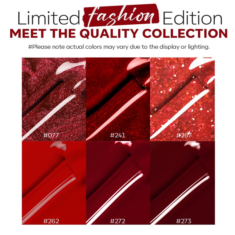 Red Nail Polish Set - 6 Colors Cat Eye Glitter Mini Quick Dry Lacquer Kit | Magnetic Sparkle DIY Nail Art Gift for Women & Girls