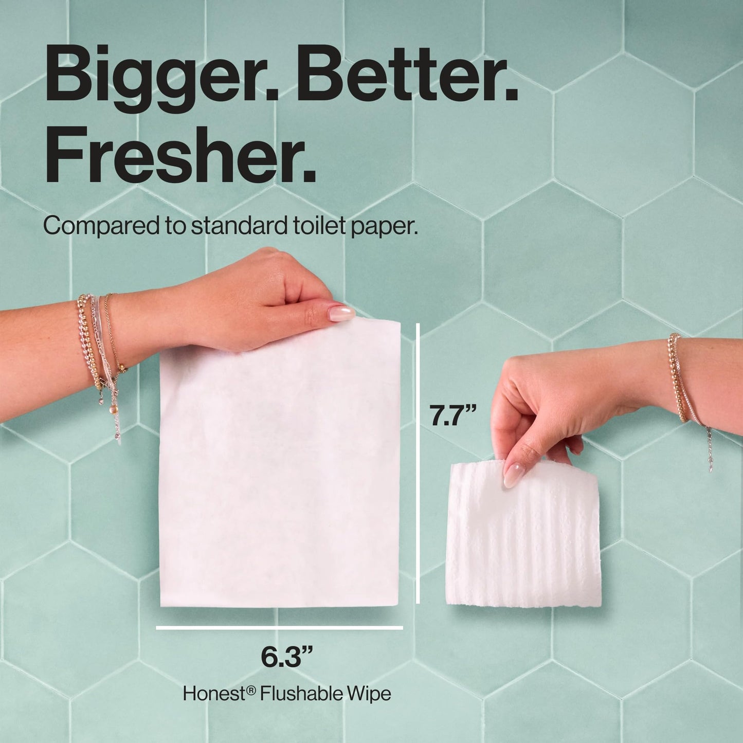The Honest Company Hypoallergenic Flushable Wipes for Sensitive Skin, Tropical Leaves, 42 Count