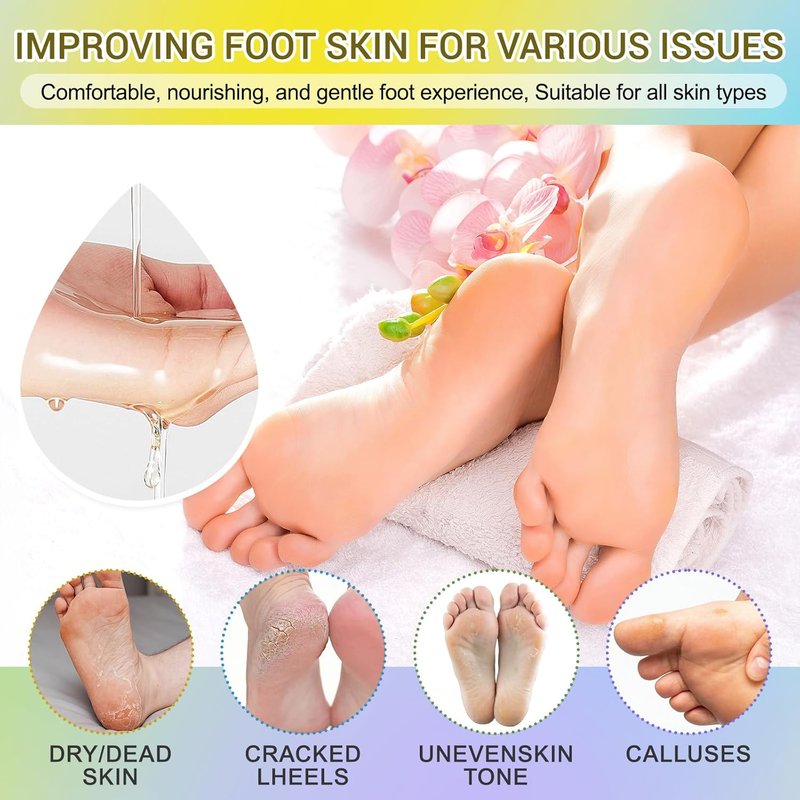32 Pack Moisturizing Foot Mask,Hydrating Foot Masks for Dry Cracked Feet,Soothing Dry Skin Moisturizer Socks for Baby Soft Feet,Teacher Appreciation Gifts,Foot Care Spa Gifts for Women Men(4 Styles)