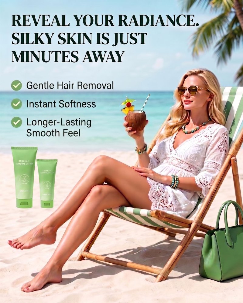 Hair Removal Cream for Women & Men, Gentle & Fast Body Hair Remover, Smooth Skin Finish, Suitable for Legs, Arms, Underarms & Bikini Area, Soothing Formula for Sensitive Skin