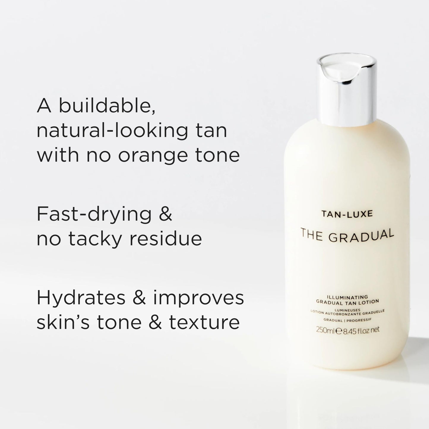 Tan-Luxe The Gradual, Illuminating Gradual Tan Lotion, Hydrating Body Self Tanner for a Natural Looking Glow, Buildable & Streak-Free, Cruelty-Free, 8.45 fl. oz