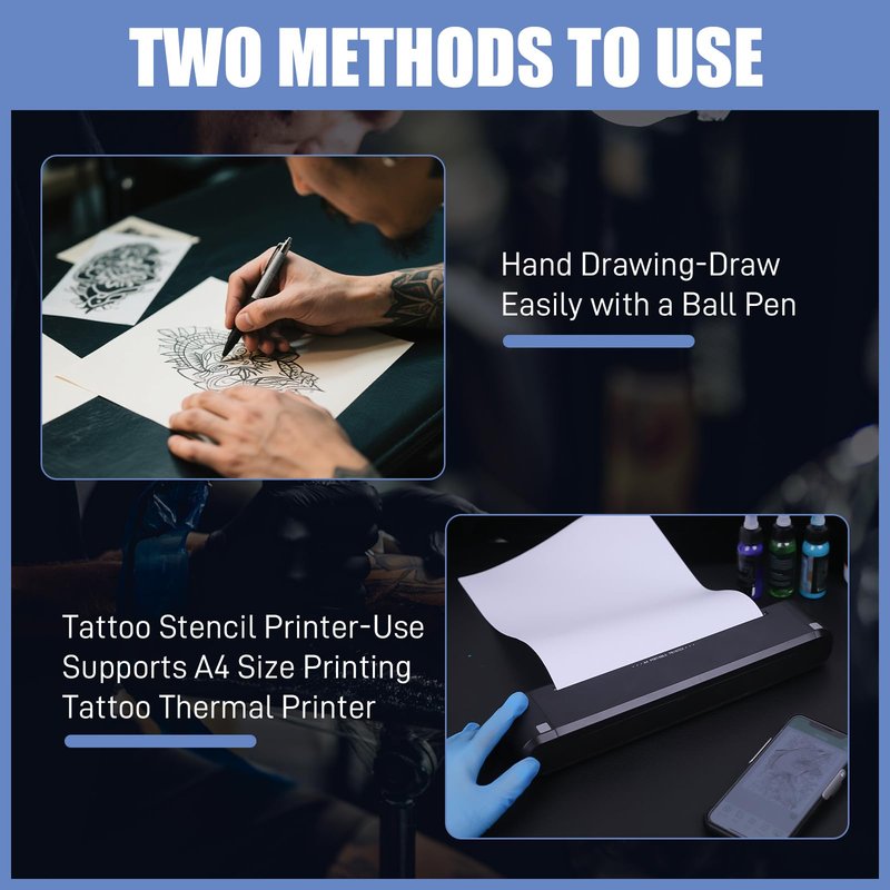 Peslief Tattoo Transfer Paper - 50 Sheets Thermal Stencil Paper for Tattooing A4 Size 4 Layers DIY Tattoo Tracing Paper Tattoo Transfer Kit Compatible with Tattoo Printer Machine Tattoo Supplies