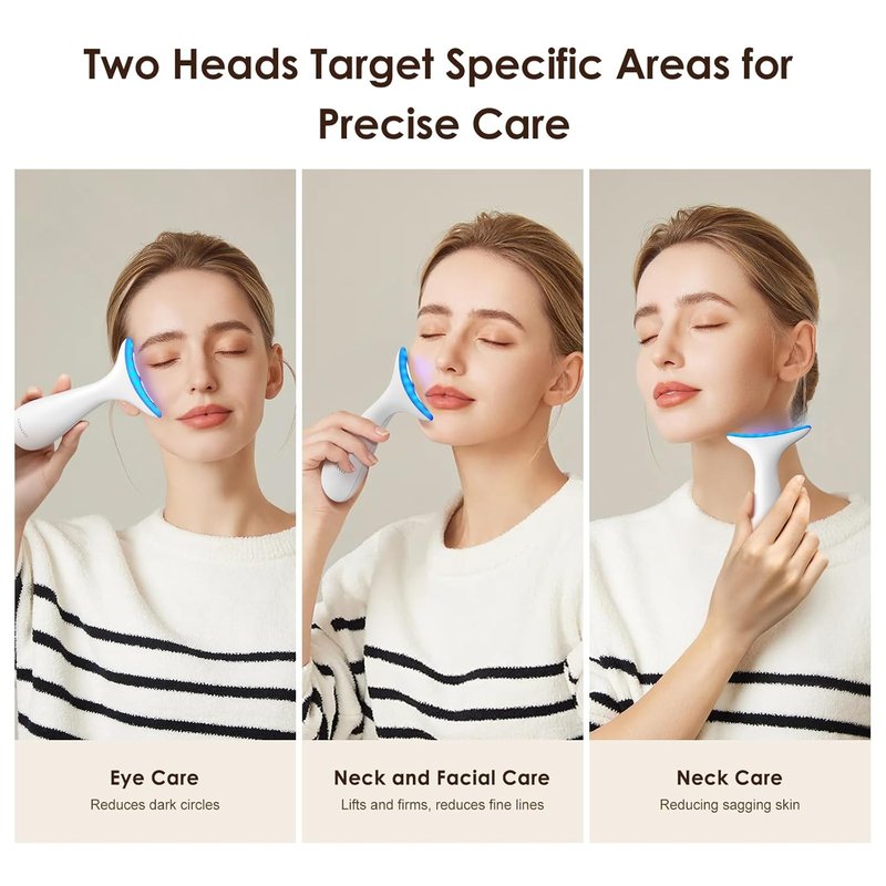 Facial and Neck Massager - Skin Lifting & Firming Tool for Wrinkle Reduction | Milky White