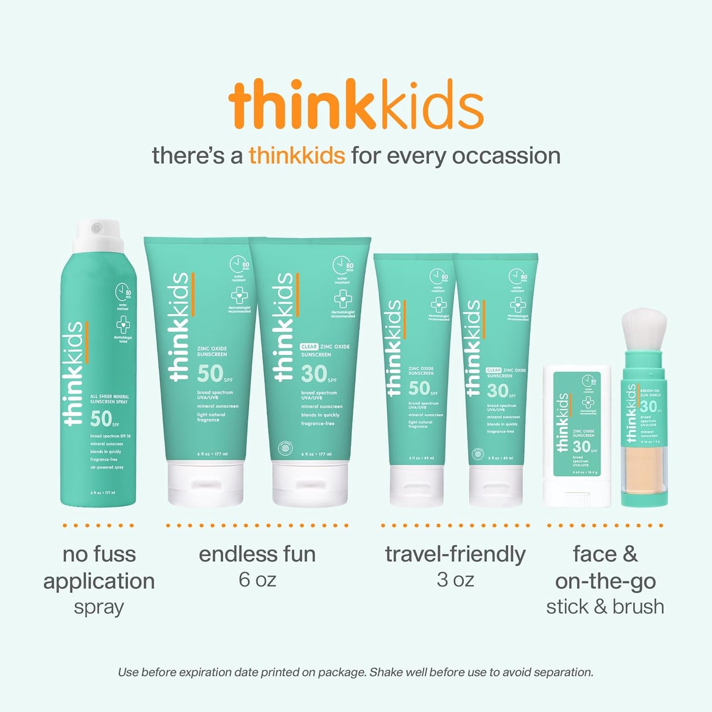 Thinkkids SPF 50+ Mineral Sunscreen - Safe, Natural Water-Resistant Baby Sun Cream | 6 Fl Oz UVA/UVB Protection