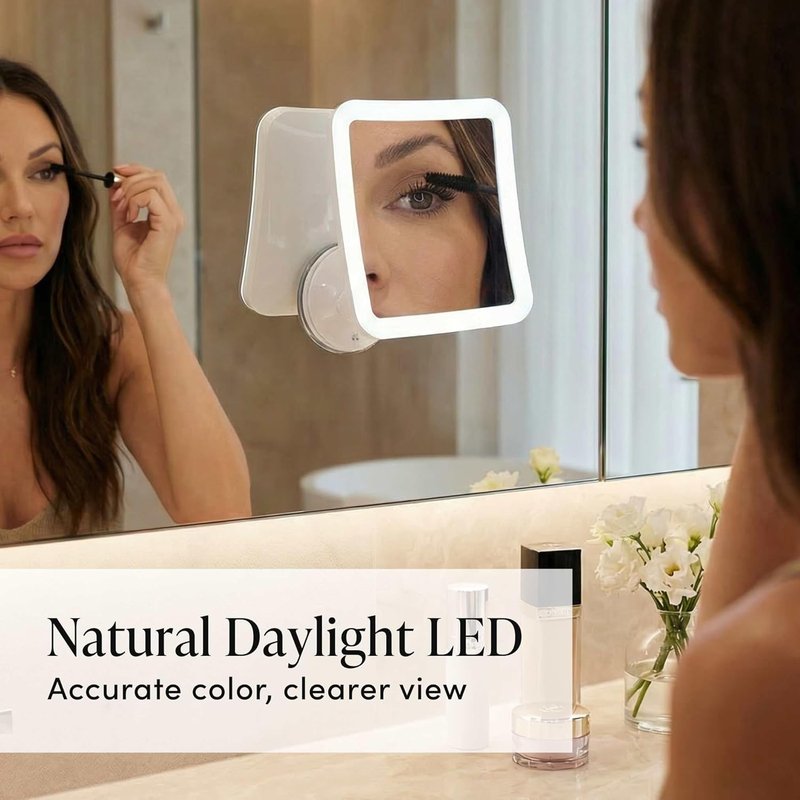 Fancii 10X Magnifying Lighted Makeup Mirror - Cordless Daylight LED Vanity Mirror | 6.5" Wide, 360° Rotation