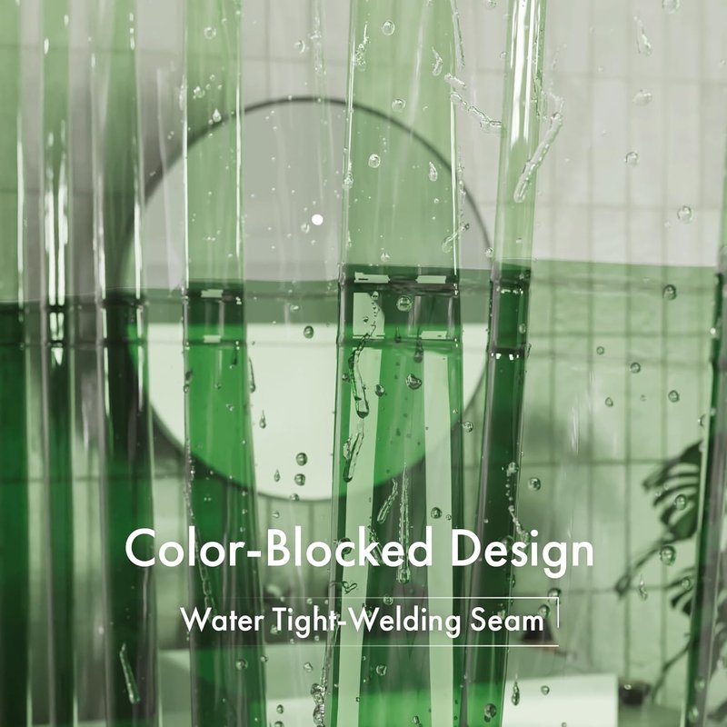 AmazerBath 100% EVA Shower Curtain Liner - Heavy Duty 2-in-1 Design | Mint Green & Pine Green, 72 x 72 Inches