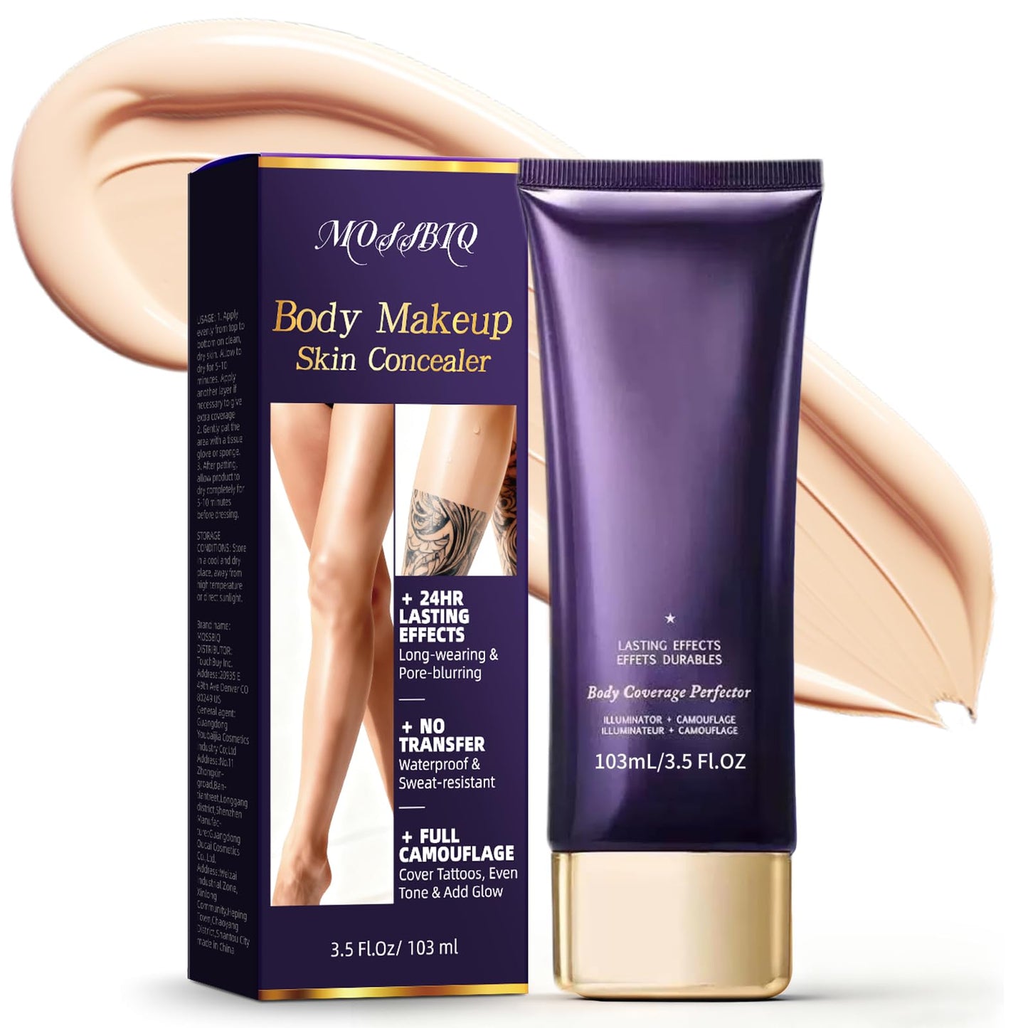 Tattoo Cover Up Makeup Waterproof, Leg and Body Makeup, Long Lasting Body Foundation for Flawless Looking, Easy Application, Natural Radiance (1 PC)