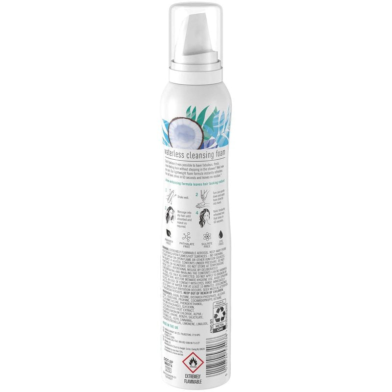 Batiste Waterless Cleansing Foam - Cleanse & Shine with Coconut Milk | 3.6 OZ