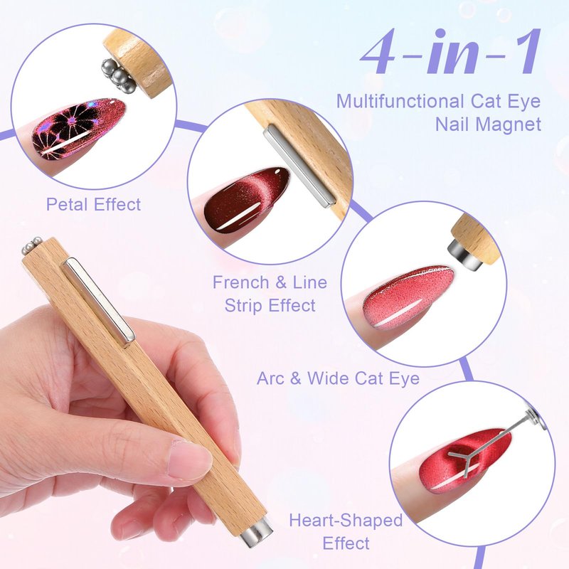 KFHENSOMR Cat Eye Magnets with Heart Shaped Cat-Eye Tool Cat Eye Gel Nail Polish Magnets Pen Multifunctional 3D Magnetic Nails Polish Stick for Home DIY Salon Studio Nails Art Design Tools