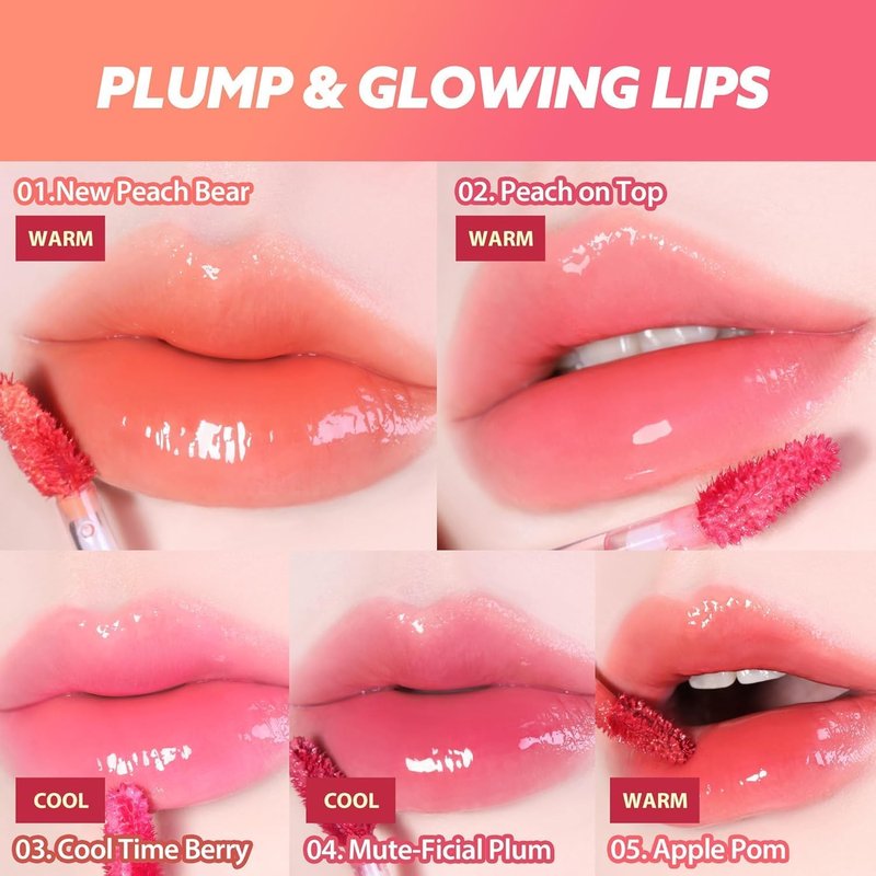 MILKTOUCH Jelly Lip Glow Tint - Hydrating Lip Gloss for Long-Lasting Moisture & Radiant Shine | 03 Cool Time Berry