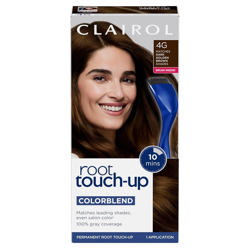 Clairol Root Touch-Up Permanent Hair Dye - 100% Gray Coverage, Dark Golden Brown | Easy Brush Application