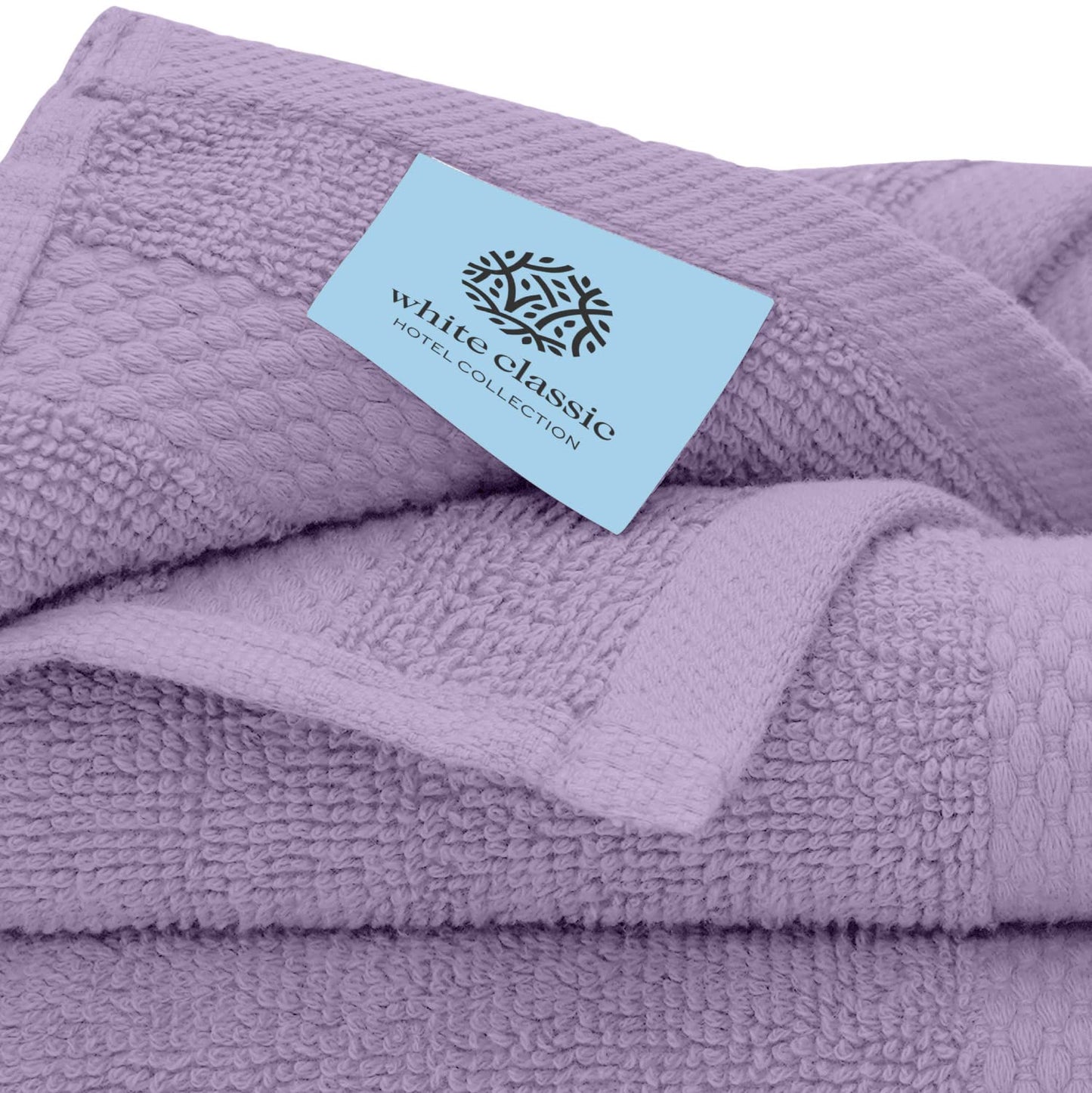 White Classic Luxury Cotton Washcloths 13x13 Inch - 650 GSM Turkish Cotton | Hotel, Spa, Bathroom Face Towel | 12 Pack, Lavender