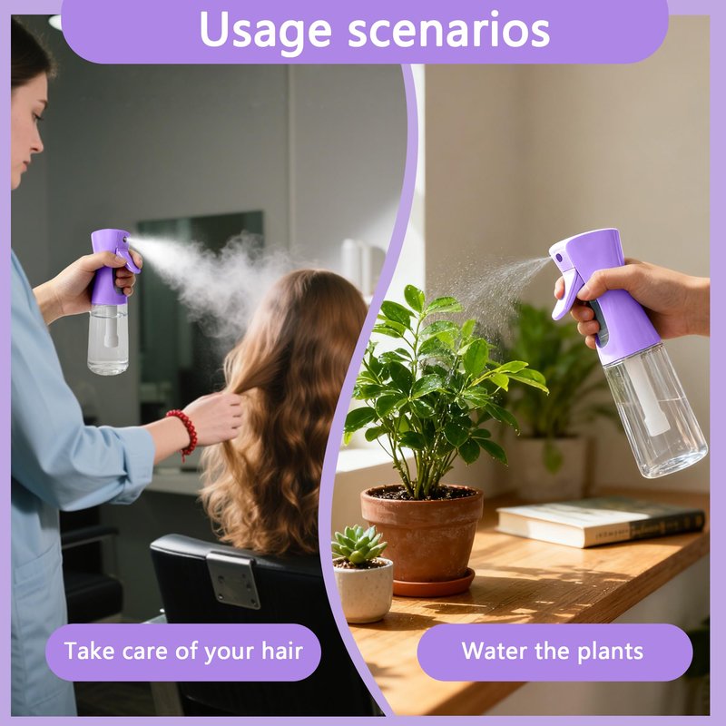 Miralosvian Spray Bottle for Hair Continuous Ultra Fine Mist (200ml) 360° Multi Spray Bottle for Plants, Cleaning, Skin Care Leakproof & Durable 1 Pack