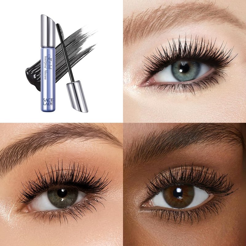 SACE LADY Waterproof Mascara, All-in-Lash Mascara Volume and Length Eyelashes, Smudge-proof and Sweat-proof, Long Lasting Curl, Natrual Black Eye Makeup Gift for Women