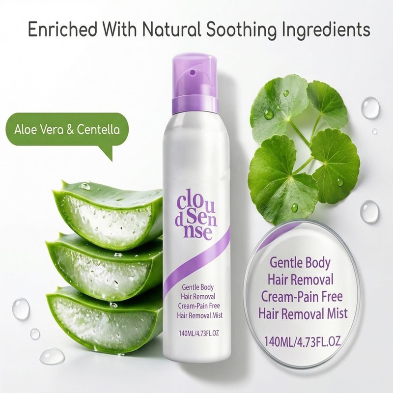 Cloud Sense Hair Removal Spray, Smooth Hair Removal Mousse, Gentle Body Hair Remover for Legs, Arms, Underarms, and Bikini Area, Daily Depilatory Care for Women and Men (1Set)