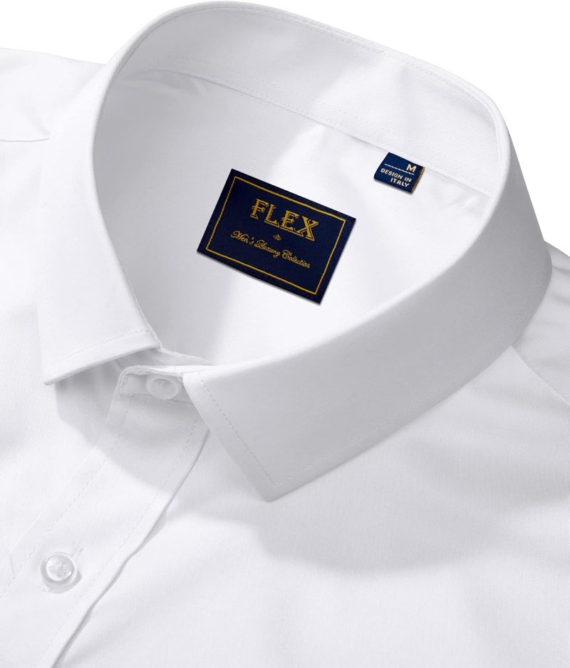 Men's Dress Shirt - Solid Long Sleeve Stretch Wrinkle-Free | Business Casual Button Down