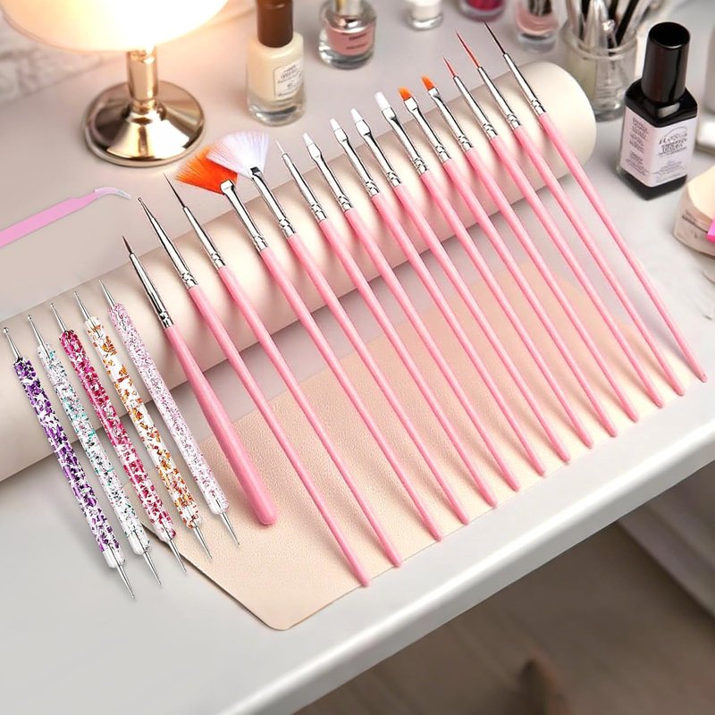 Nail Art Tools Set - 15 Professional Brushes & 5 Dotting Tools | Perfect Kit for Beginners & Nail Technicians