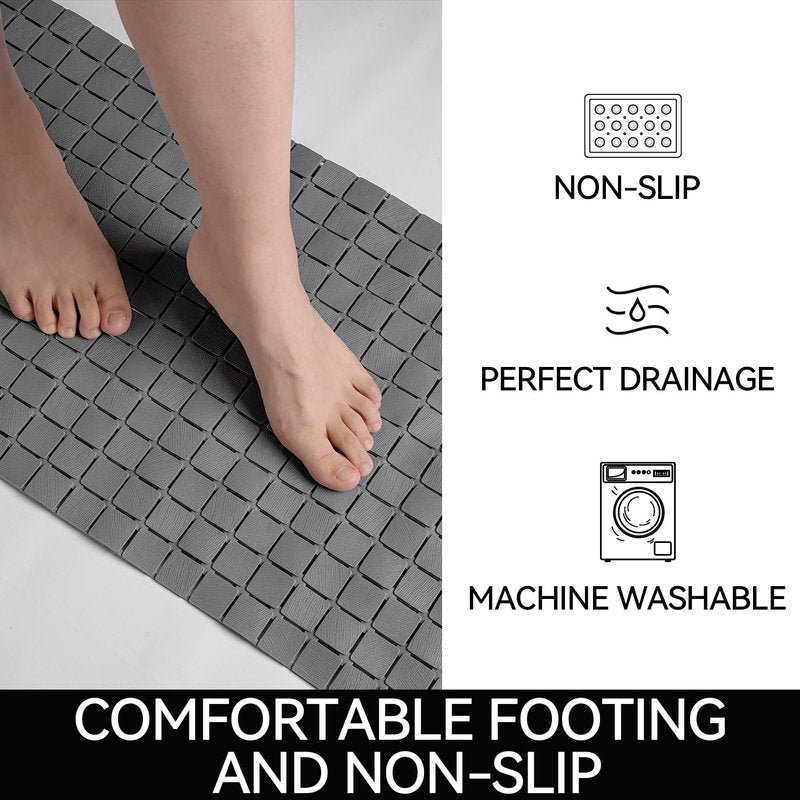 Hargiis Non-Slip Bathtub Mat, Anti Slip Shower Mat, Fast Drying Bathtub Mats, Foot Scrubber Mat, Anti Slip Mat for Tub, Floor, Bathroom, Kitchen, Home, Hotel (Gray 32"×15")