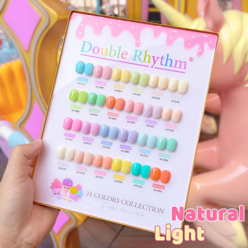 Double Rhythm 28Pcs 0.5Oz Gel Nail Polish Set Same Color Same Bottle Gel Polish Kit Nail Art Manicure Salon DIY at Home for Women (Pastel Candy Collection-T24-5)