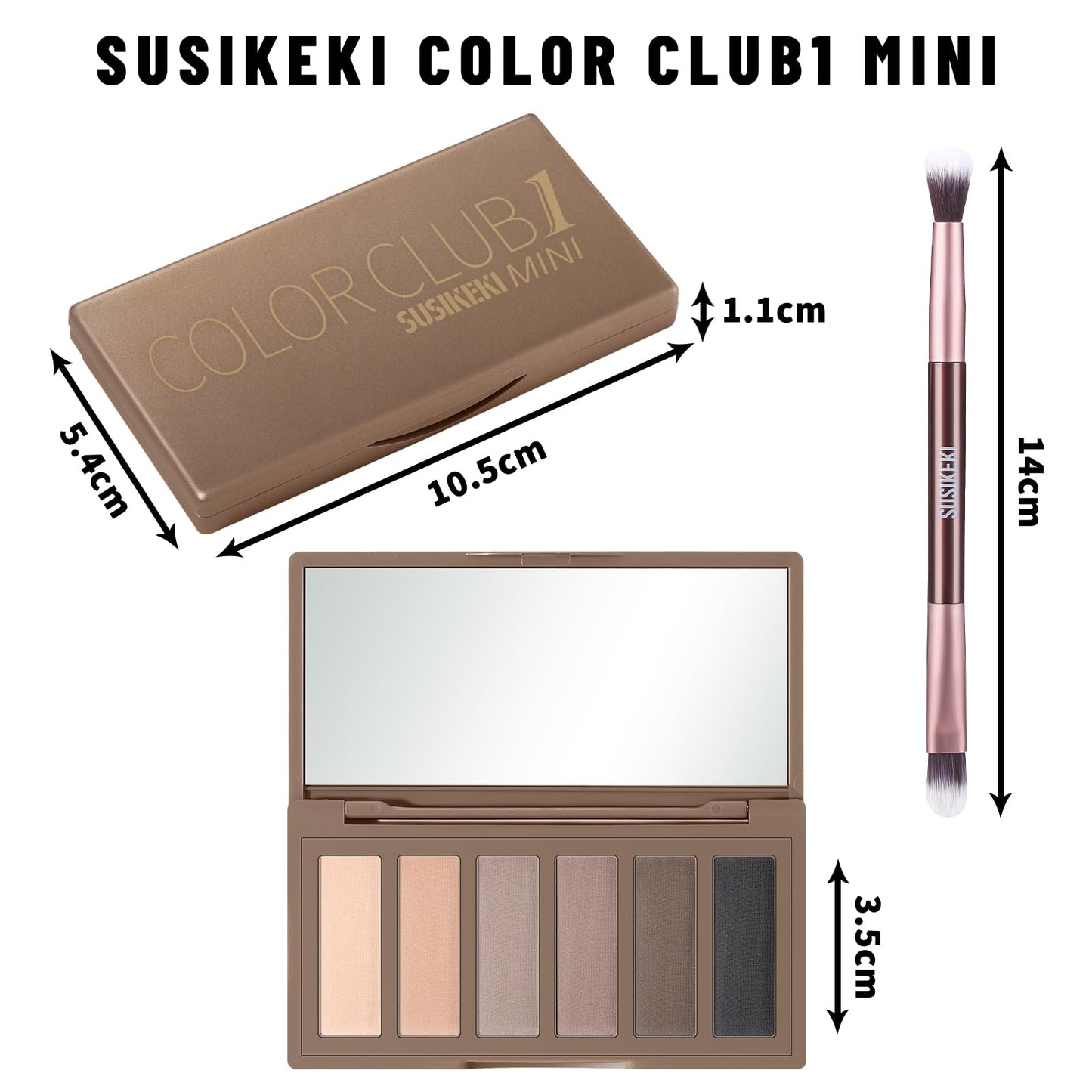 SUSIKEKI Neutral Nude Matte Eyeshadow Palette with Brush - 6 Colors Mini Travel Size, Highly Pigmented Taupe & Brown Smoky Eye shadow, Long Lasting Vegan Makeup Palette for Daily Use