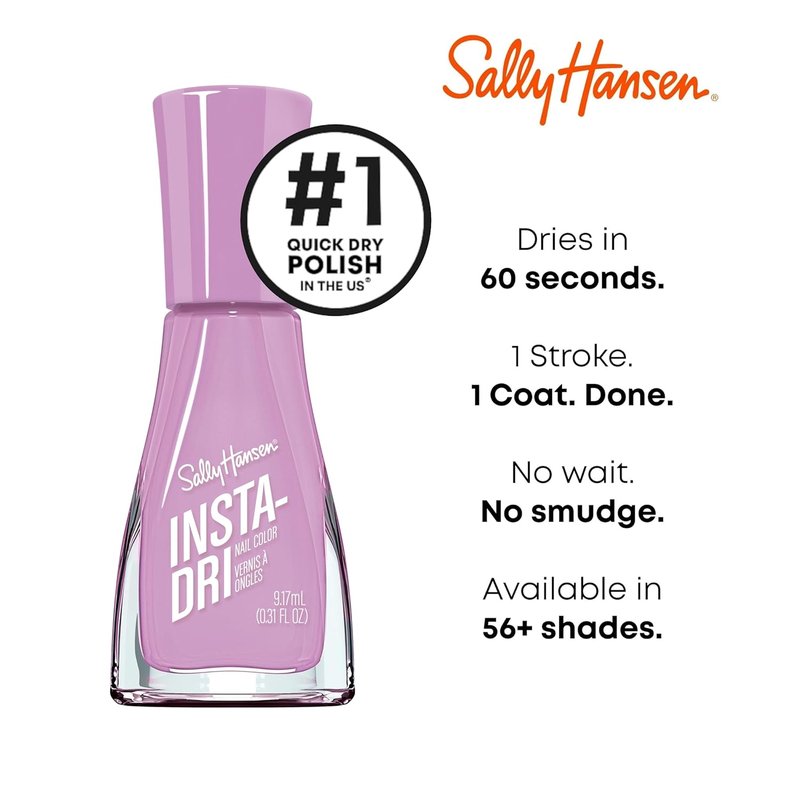 Sally Hansen Insta-Dri Nail Polish - Quick Dry, Streak-Free Shine | Light Lavender, Opaque Finish | 460 Traveling Light