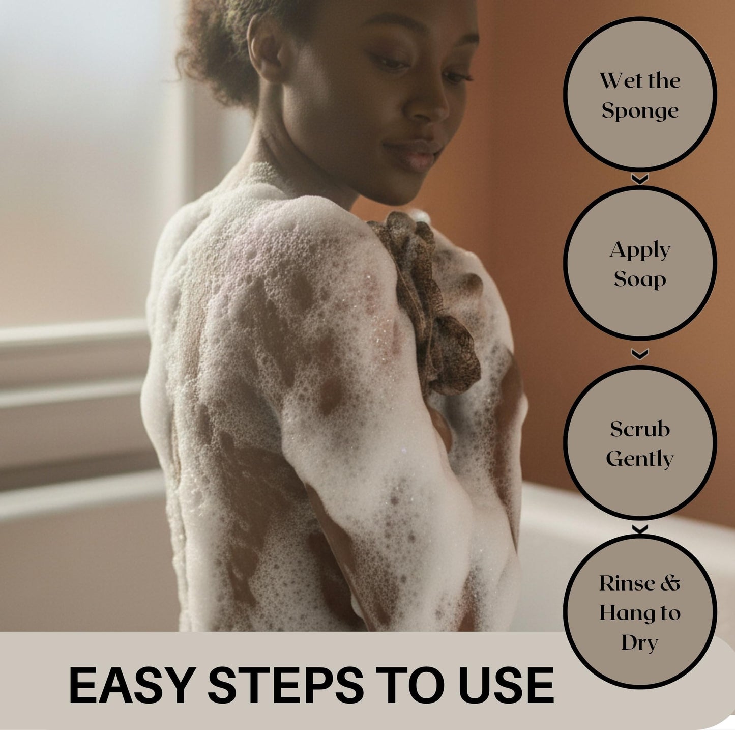 SUDNY Authentic African Net Sponge - 2 Pieces African Exfoliating Body Scrubber Bath Sponge - Daily Use & Quick-Dry Mesh for Smooth Skin - Real African Body Care Bathing Accessories (Black & Blue)