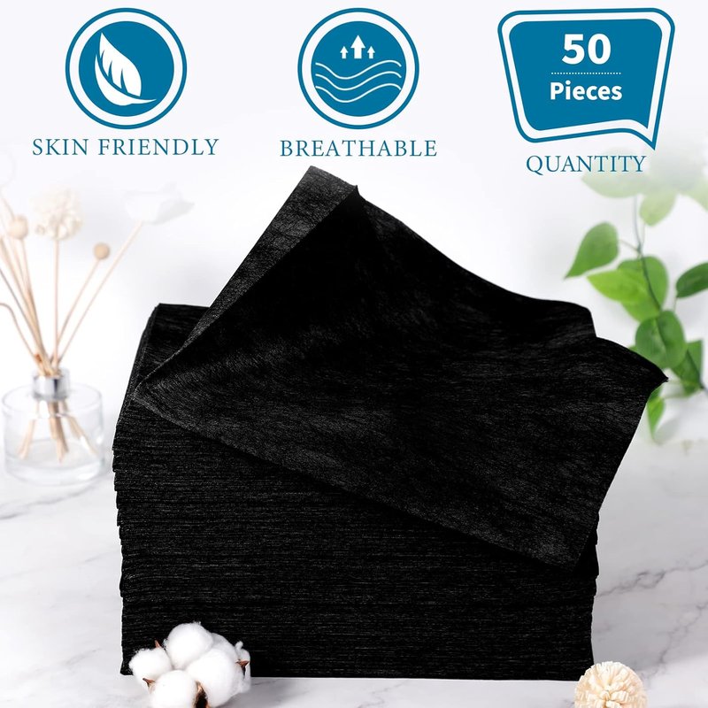 Disposable Bed Sheets - 50 Pack Waterproof Non-Woven Fabric for Spa, Massage, Beauty Salons | 31 x 70 Inches - Black