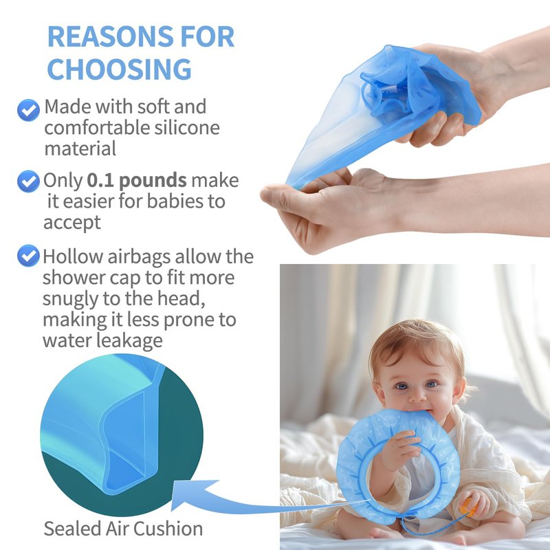 kair Baby Bath Visor Soft Silicone Shower Cap fit for Less Than 24 Months