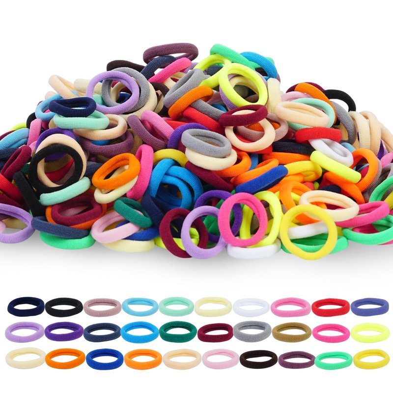 LuSeren 120 Pcs No Damage Hair Ties for Women Thick Hair, Large Soft Seamless Nylon Cloth Elastic Hair Ties Ponytail Hair Holders Hair Elastics Hair Band for Women