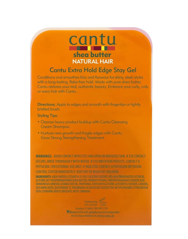 Cantu Extra Hold Edge Stay Gel - Shea Butter Formula for Strong Hold | 2.25 oz (Pack of 2)