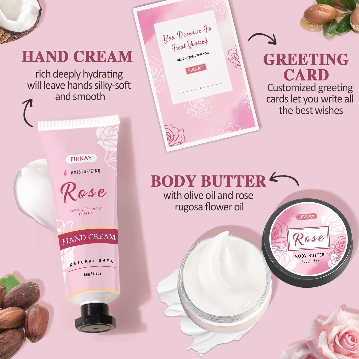 Gifts for Women, 12 PCS Birthday Gifts for Women Rose Relaxing Spa Basket Self Care Package for Her Mom Sister Wife Friend Unique Mothers Day Valentine Gift Ideal