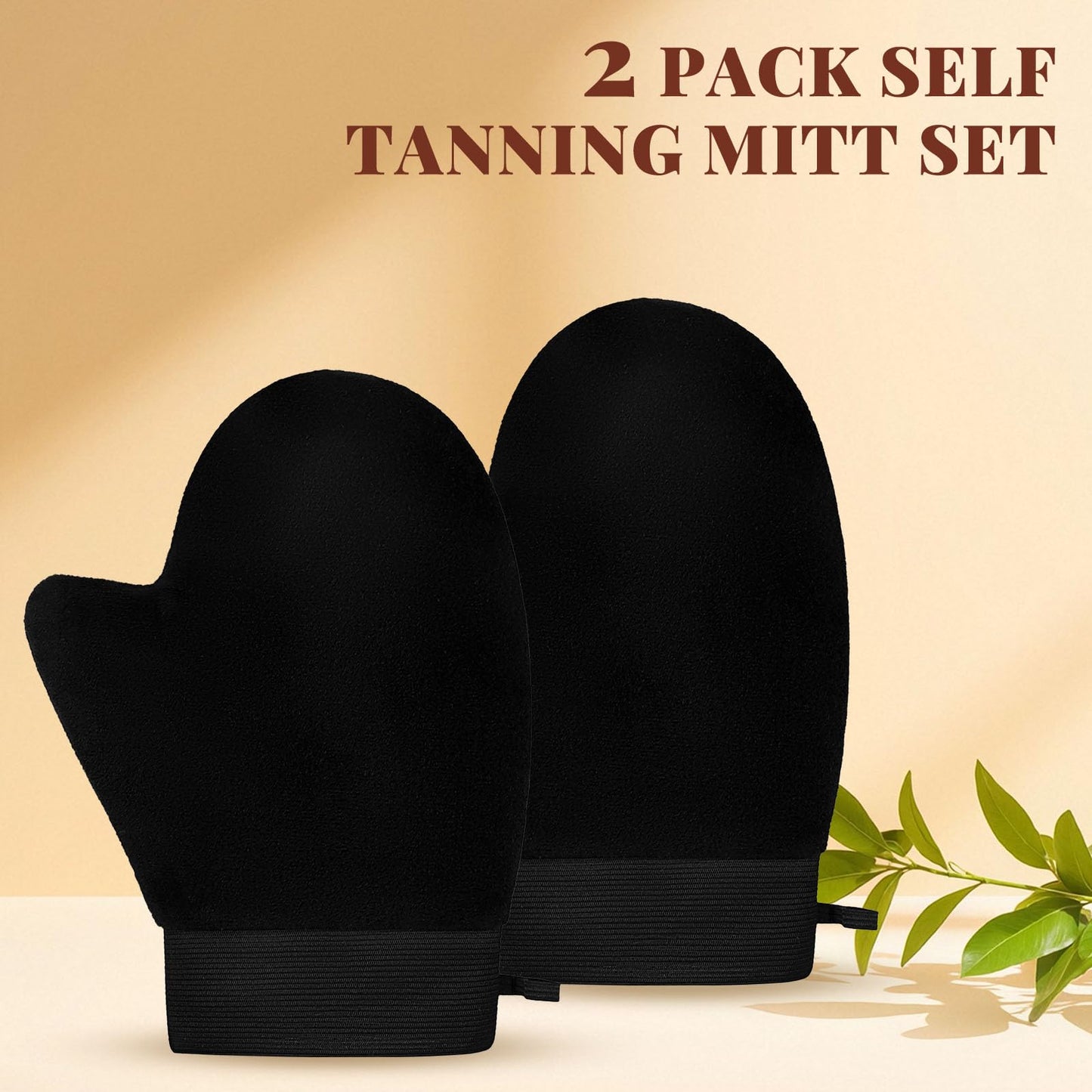 ÖkoStamm 2 Pack Self Tanning Mitt - Elastic Wrist Tanning Gloves Prevents Staining, Tanning Mitt Applicator for Tanning Mousse or Lotion
