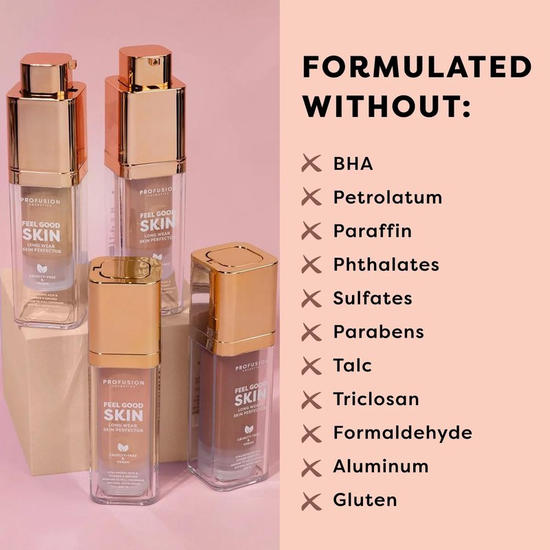 Profusion Cosmetics Feel Good Skin Foundation – Radiant Satin Finish, Buildable Coverage with SPF 15 Sun Protection, Hydrating, Lightweight, Vegan & Cruelty-Free Makeup (Deep 500, 1)