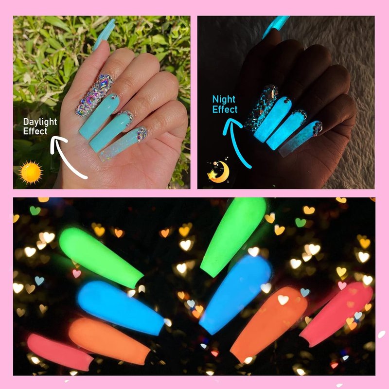 SAVILAND Glow in The Dark Gel Nail Polish Set | 12 Luminous Neon Colors for DIY Nail Art