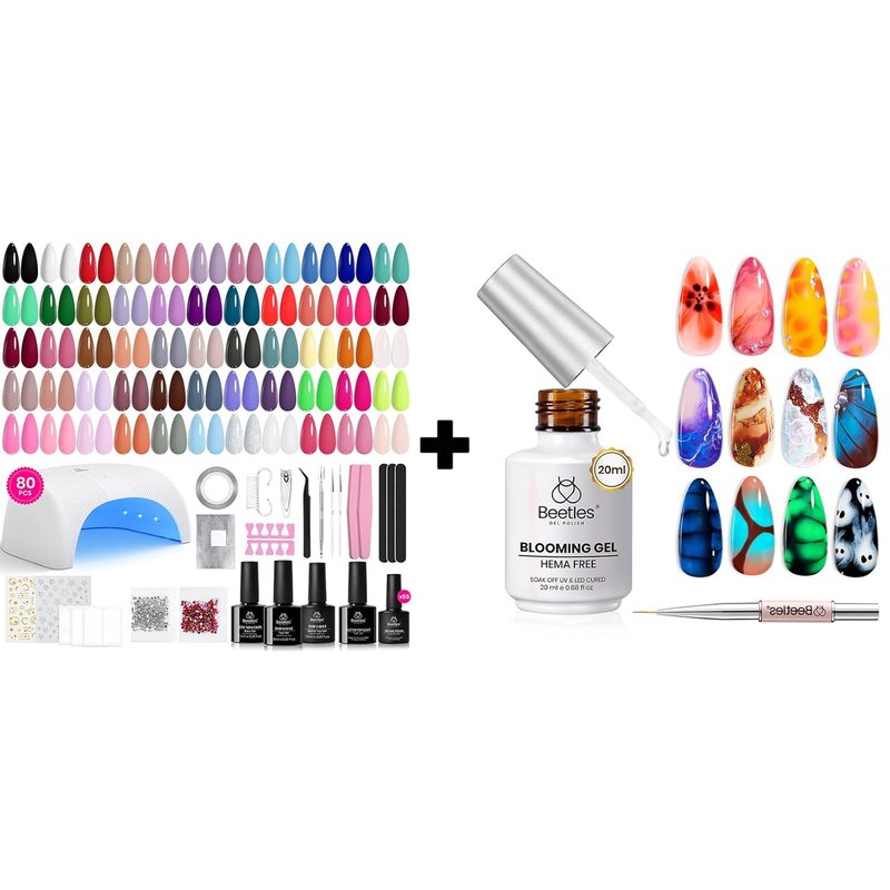 Beetles Gel Nail Polish Kit 80Pcs 55 Colors with 1PCS 20ml Nail Blooming Gel