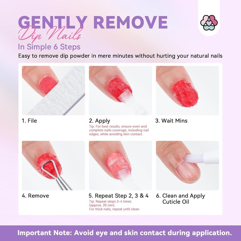 SAVILAND Dip Powder Remover Kit - Gentle & Safe Nail Removal | 2 Pcs with Cuticle Oil & Nail File, 0.5 Floz